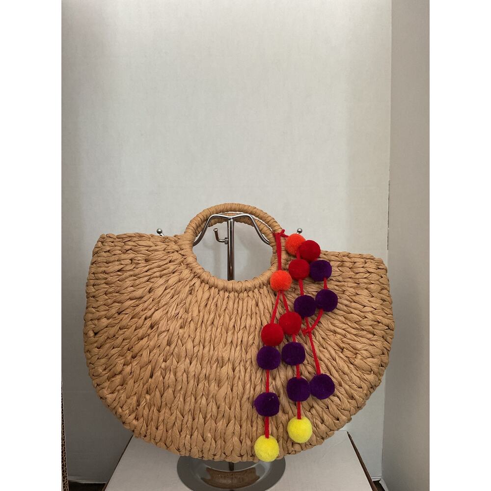 Savanna- Handmade- Woven Straw Tote - w/2 Wrapped Handles- Natural